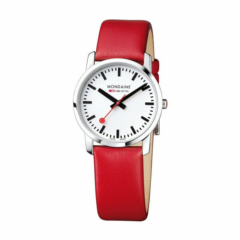Mondaine Offical Swiss Simply Elegant Red Leather Band Watch A400.30351.11SBC