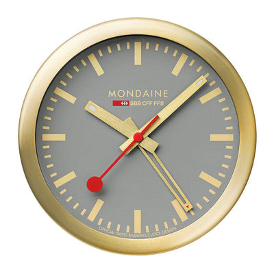 Mondaine Gray Wall Clock and Alarm Clock A997.MCAL.86SBG