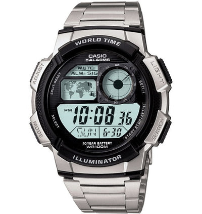 Casio AE1000WD-1A Silver-Tone Digital Mens Watch
