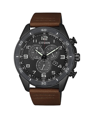 Citizen Chronograph Weekender Brown Leather Men's Watch AT2447-01E