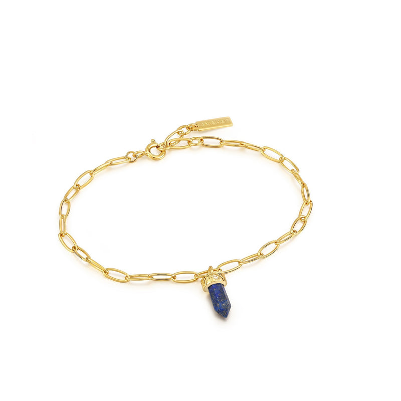 Gold Lapis Point Pendant Bracelet