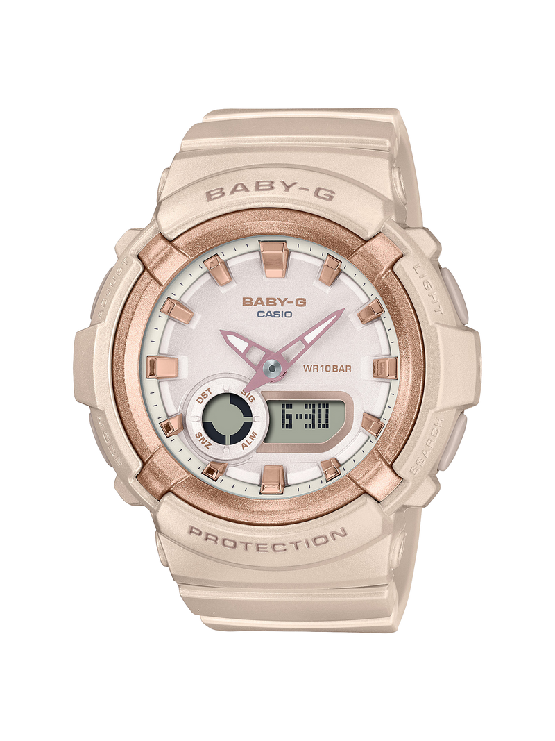 BABY-G DUO Metallic Accents Rose Gold Resin Band Watch BGA280BA-4A