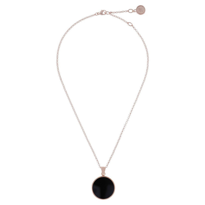 Bronzallure Black Onyx  Disc Necklace