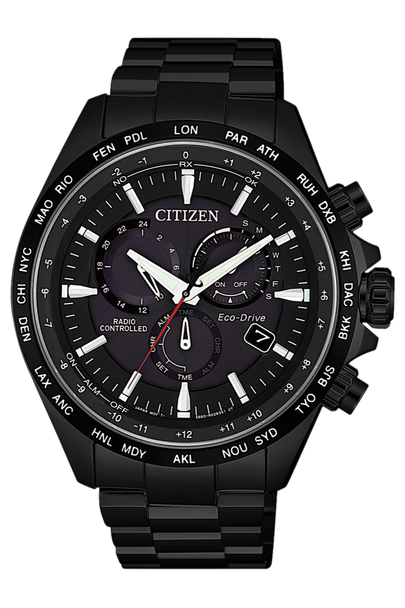 Citizen Radio Controlled Black on Black Eco-Drive Watch CB5835-83E