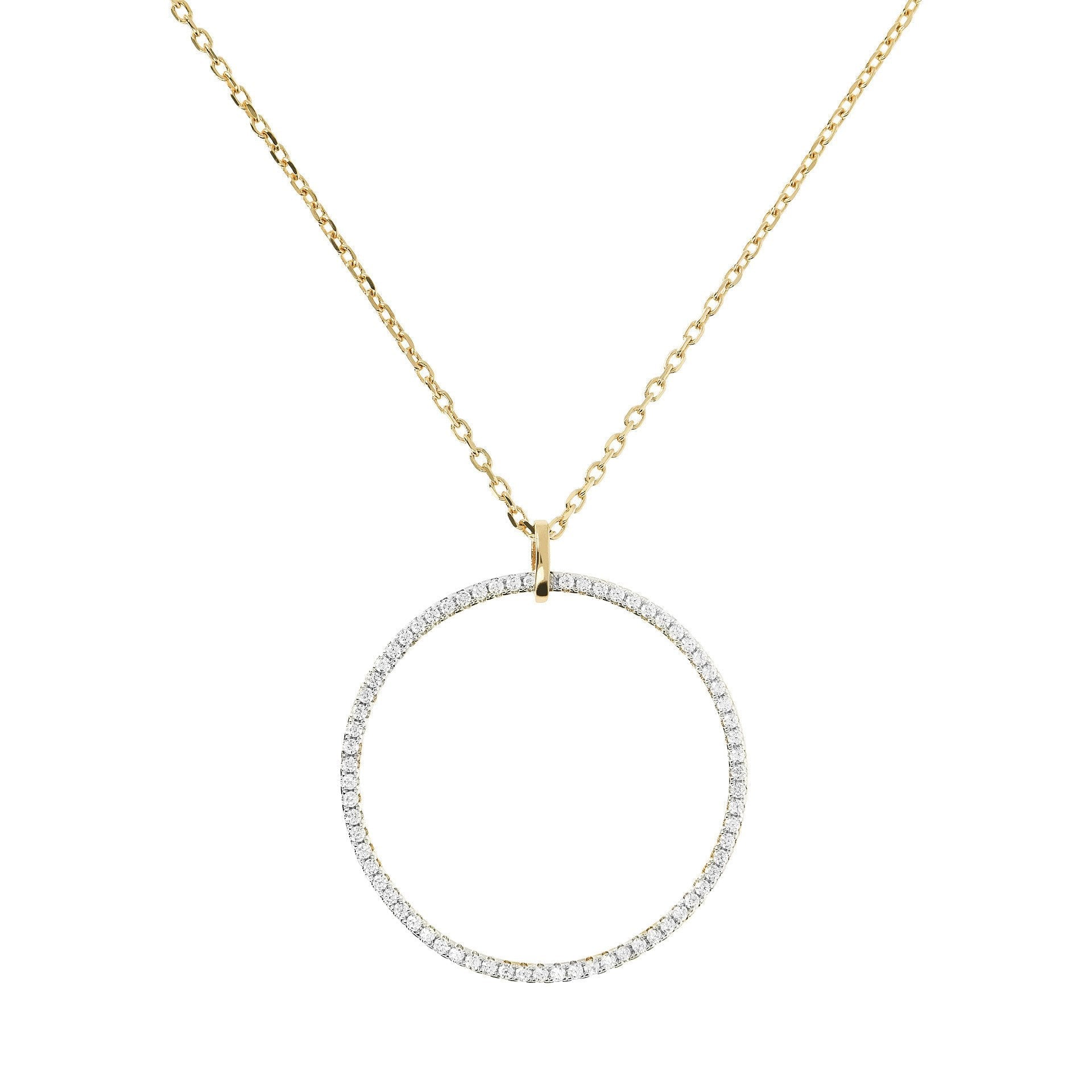 Bronzallure Pave Open Circle Pendant Golden Necklace