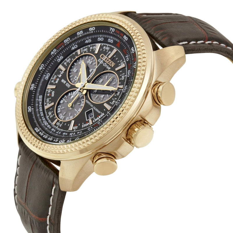 Citizen Eco Drive Gold-Tone Chrono Leather Band Bl5403-03X -  Mens Watch