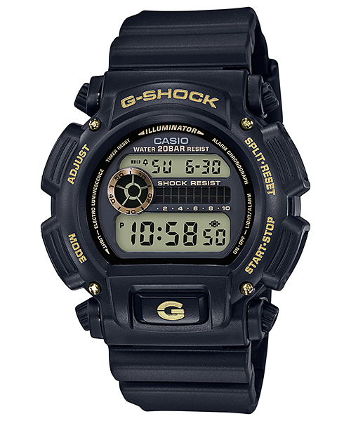 G-Shock Digital Black and Gold Mens Watch DW9052GBX-1A9