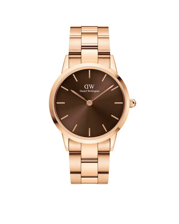 Daniel Wellington Iconic Link Amber 36 Rose Gold & Brown Watch DW00100461