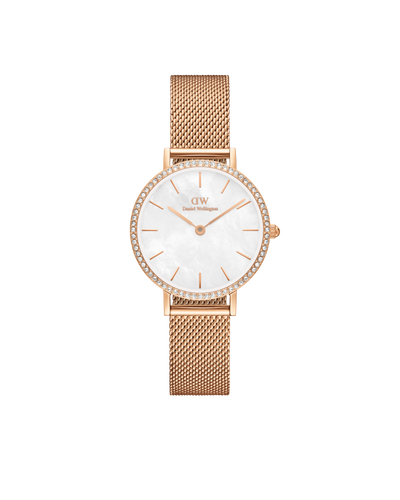 Daniel Wellington Petite 28 Bezel Mesh White Mother of Pearl Rose Gold Watch Direct