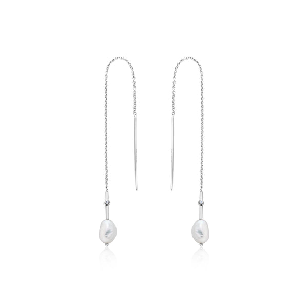 Ania Haie Pearl Threader Earrings Silver