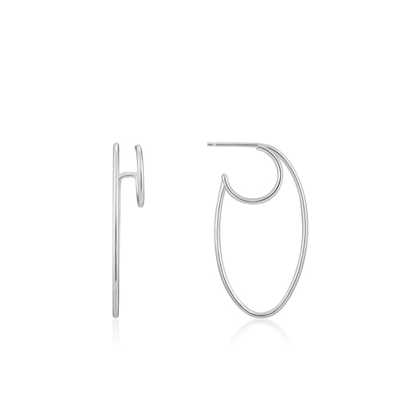 Ania Haie Oval Double Hoop Earrings - Silver