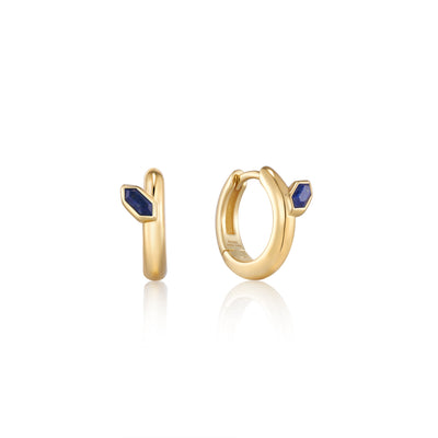 Ania Haie Gold Lapis Emblem Huggie Hoop Earrings