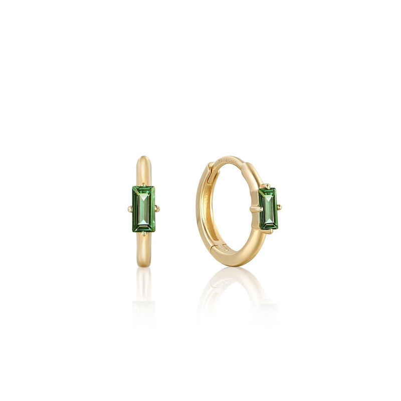 Ania Haie 14kt Gold Tourmaline Emblem Huggie Hoop Earrings