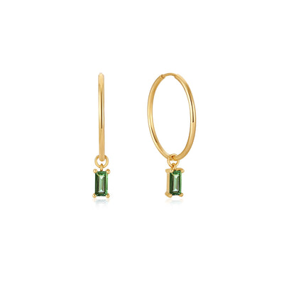 Ania Haie Deluxe 14kt Gold Mini Hoop Earrings with Tourmaline Drops