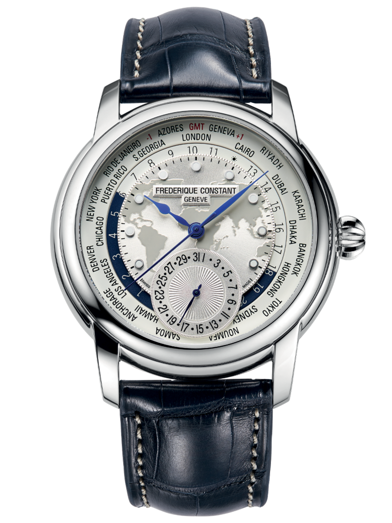 Frederique Constant White Dial Worldtimer Automatic Watch FC-718WM4H6