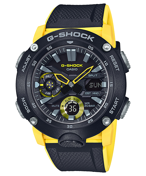 G Shock DUO Carbon Core Black and Yellow Mens Watch GA2000-1A9