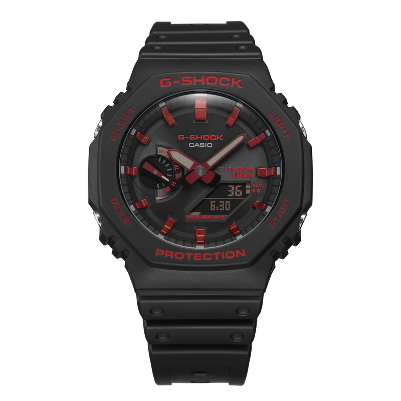 G-Shock Octagonal Black Resin Band Red Bluetooth Watch GAB2100BNR-1A