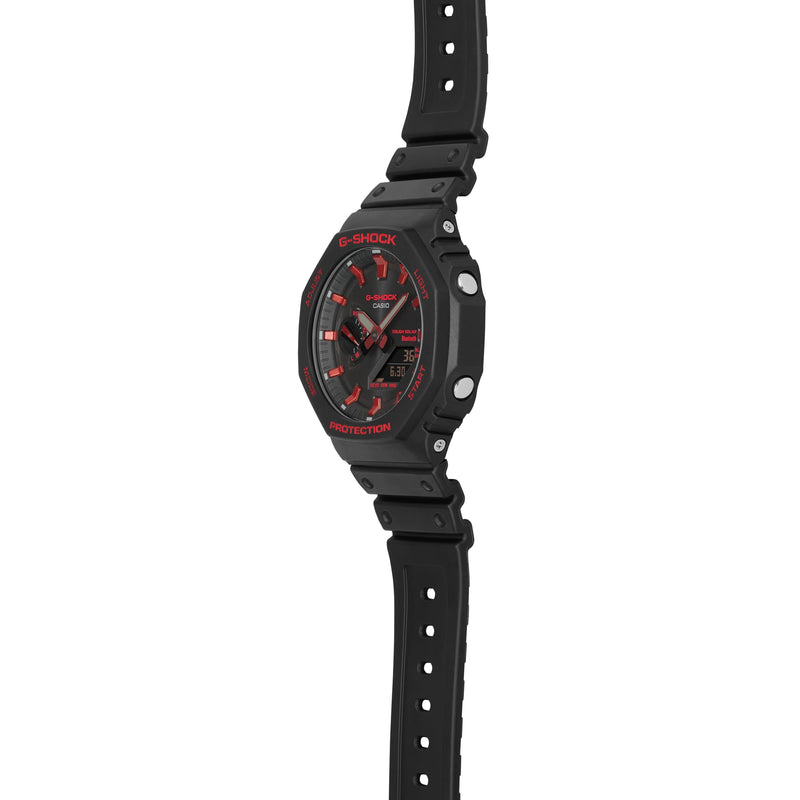 G-Shock Octagonal Black Resin Band Red Bluetooth Watch GAB2100BNR-1A