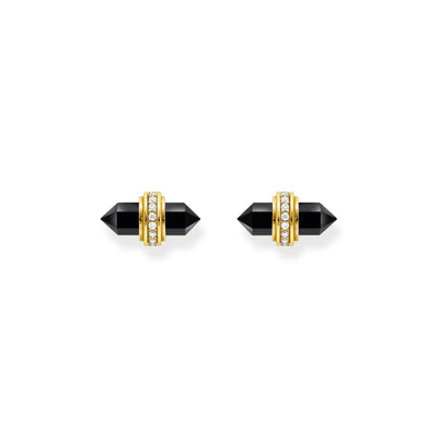 THOMAS SABO Crystal Ear Studs with Onyx Gold