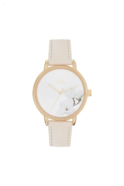 Jag Mia White Floral Leather Womens Watch