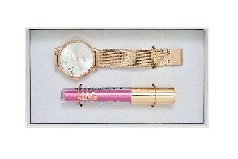Jag Mia White Floral Stainless Steel Womens Watch