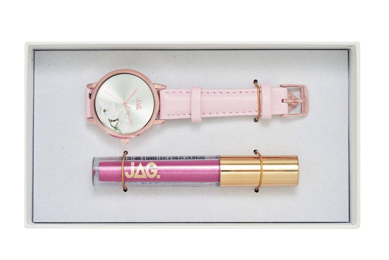 Jag Mia Floral Pink Leather Womens Watch