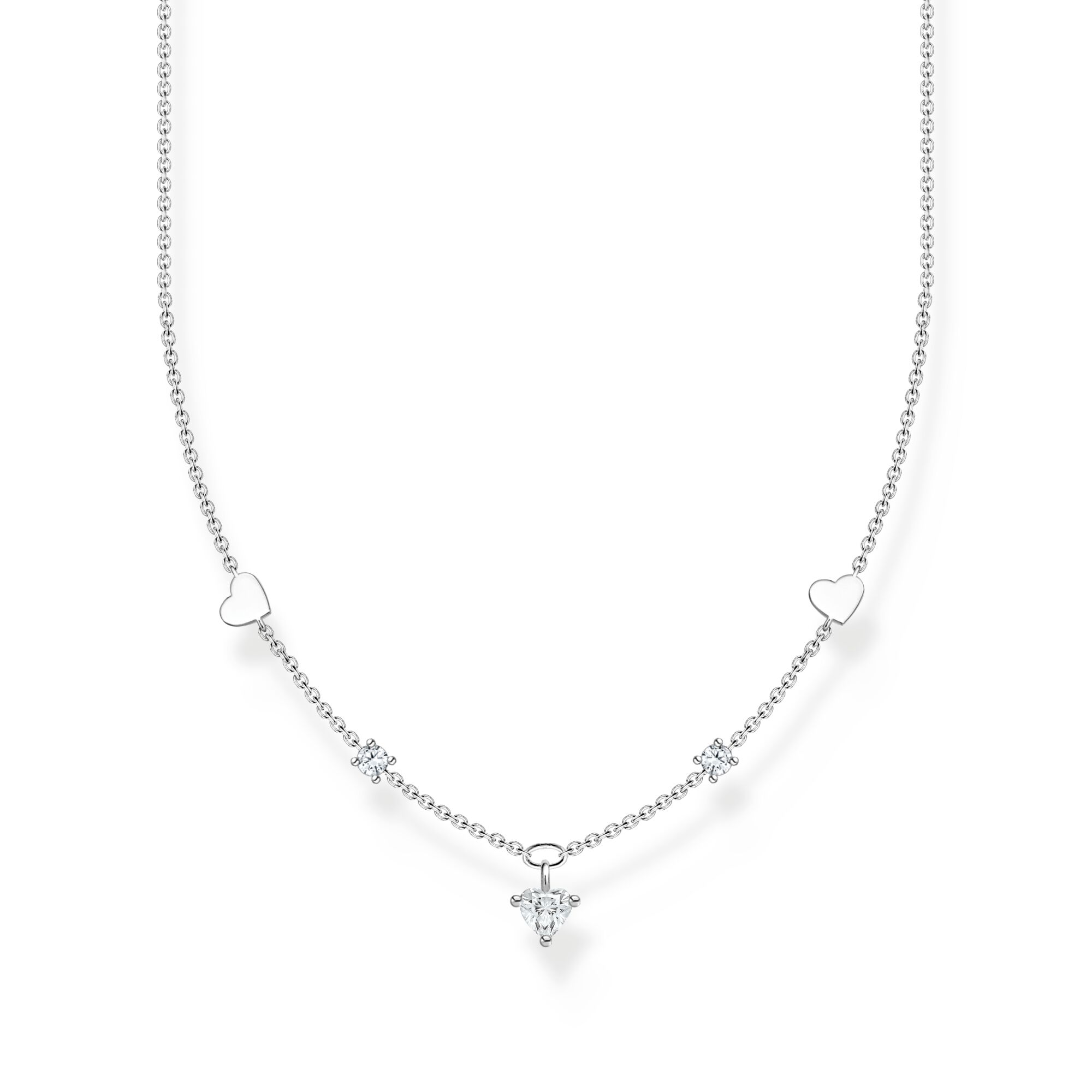 Thomas Sabo Necklace with hearts and white stones silver