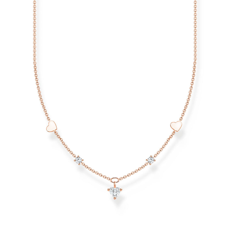 Thomas Sabo Necklace with hearts and white stones rose gold