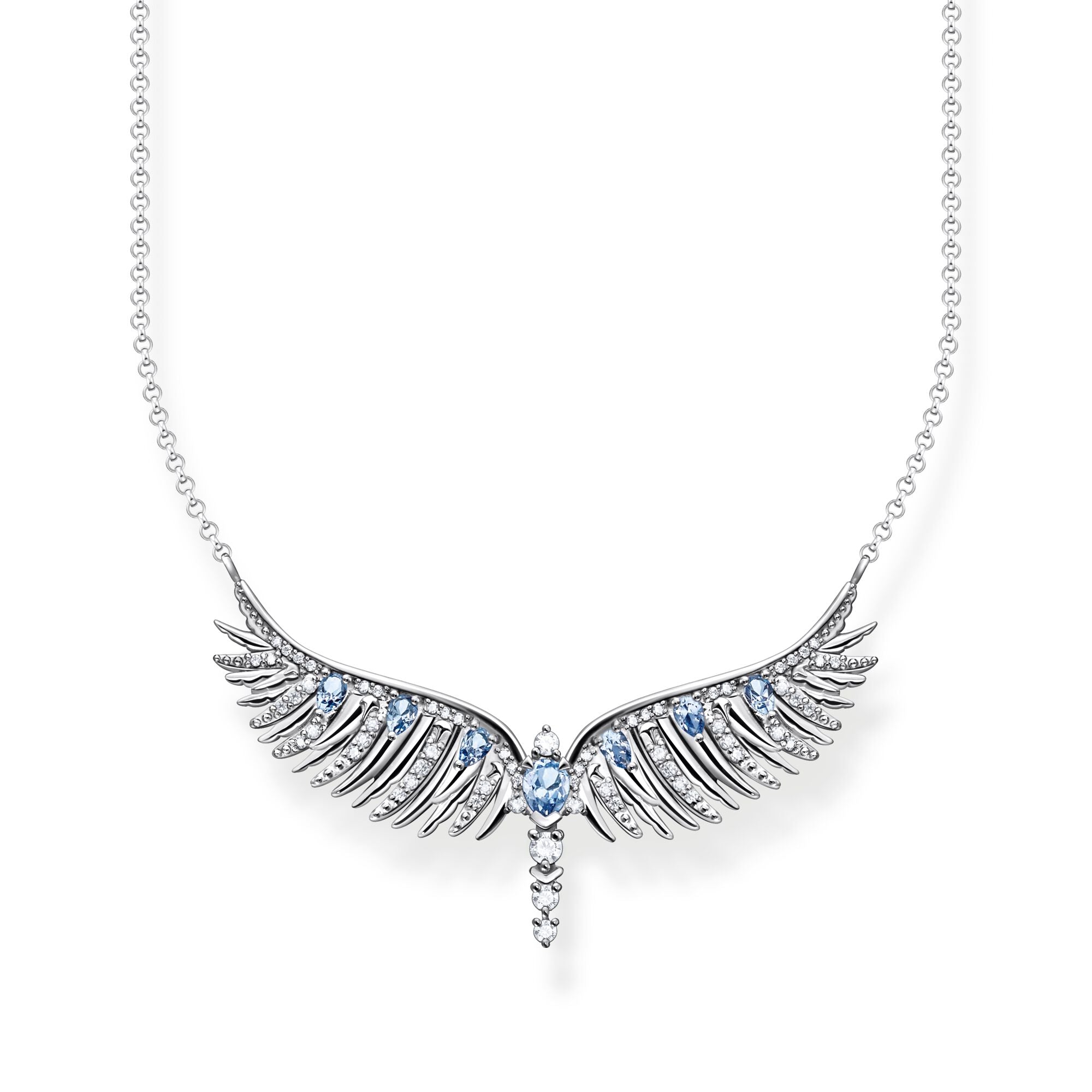 THOMAS SABO Necklace phoenix wing with blue stones silver