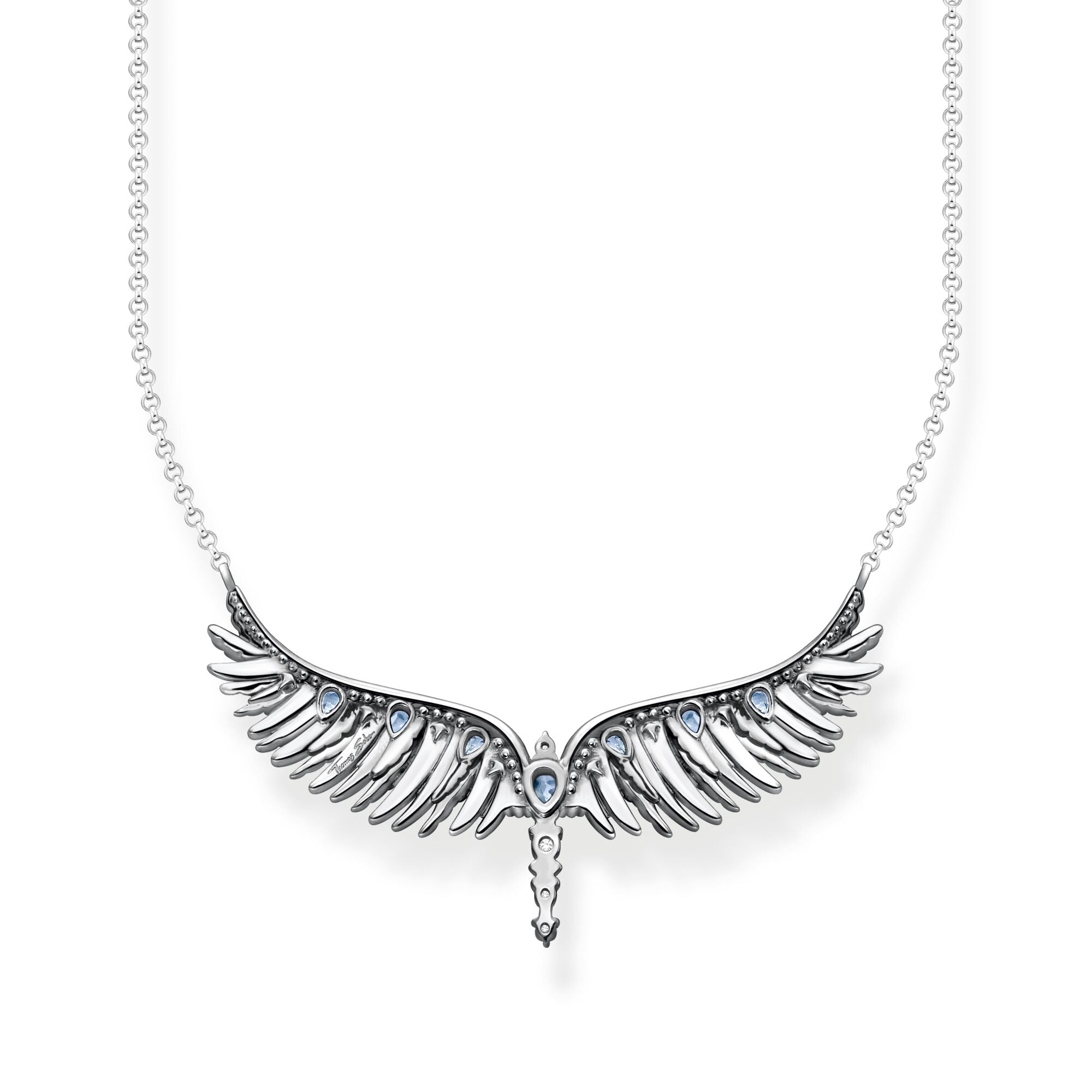 THOMAS SABO Necklace phoenix wing with blue stones silver