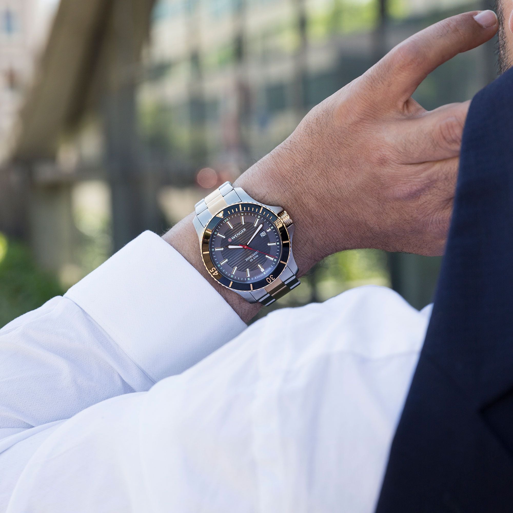 Wenger Seaforce Grey Dial Two Tone Stainless Steel Watch 01.0641.127