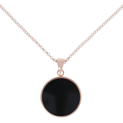 Bronzallure Black Onyx  Disc Necklace