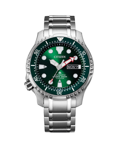 Citizen Automatic Titanium Green Dial Diver Men's Watch NY0100-50X
