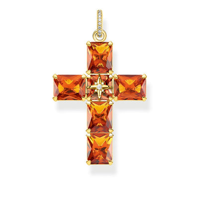 Thomas Sabo Pendant Cross Orange Stones