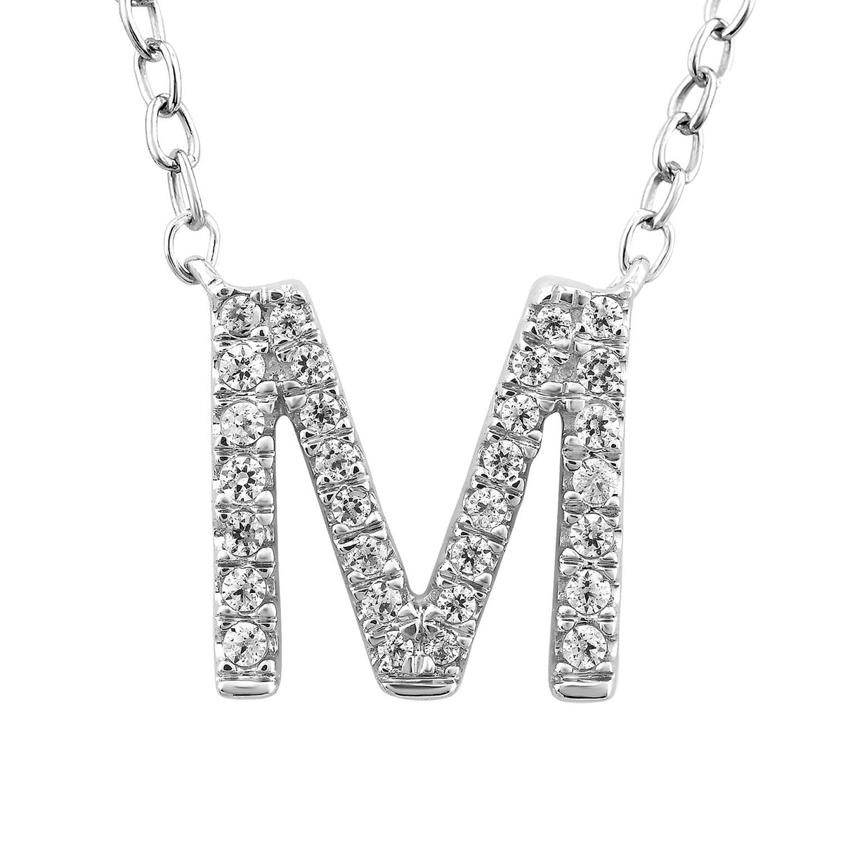 M Initals Initial M Necklace 0.09ct 7725775552687 | Watch Direct