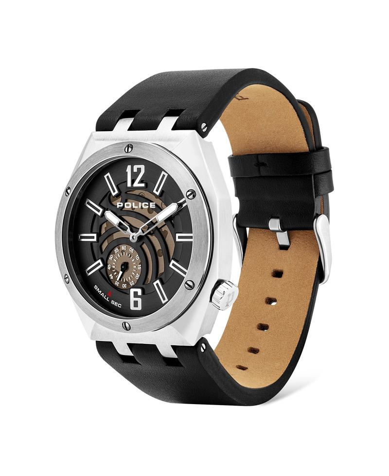 Police Gobustan Black Leather Watch PL.16010JSTU 02 Watch Direct