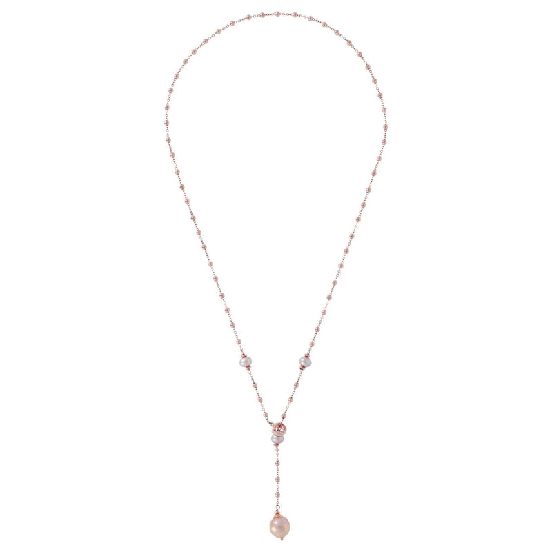 Bronzallure Pearl Lariat Necklace