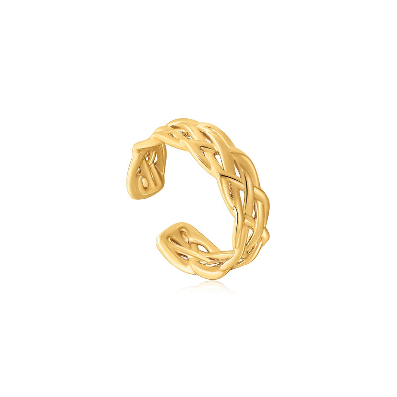 Ania Haie Gold Rope Wide Adjustable Ring