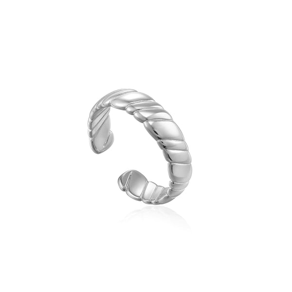 Ania Haie Silver Smooth Twist Wide Band Ring