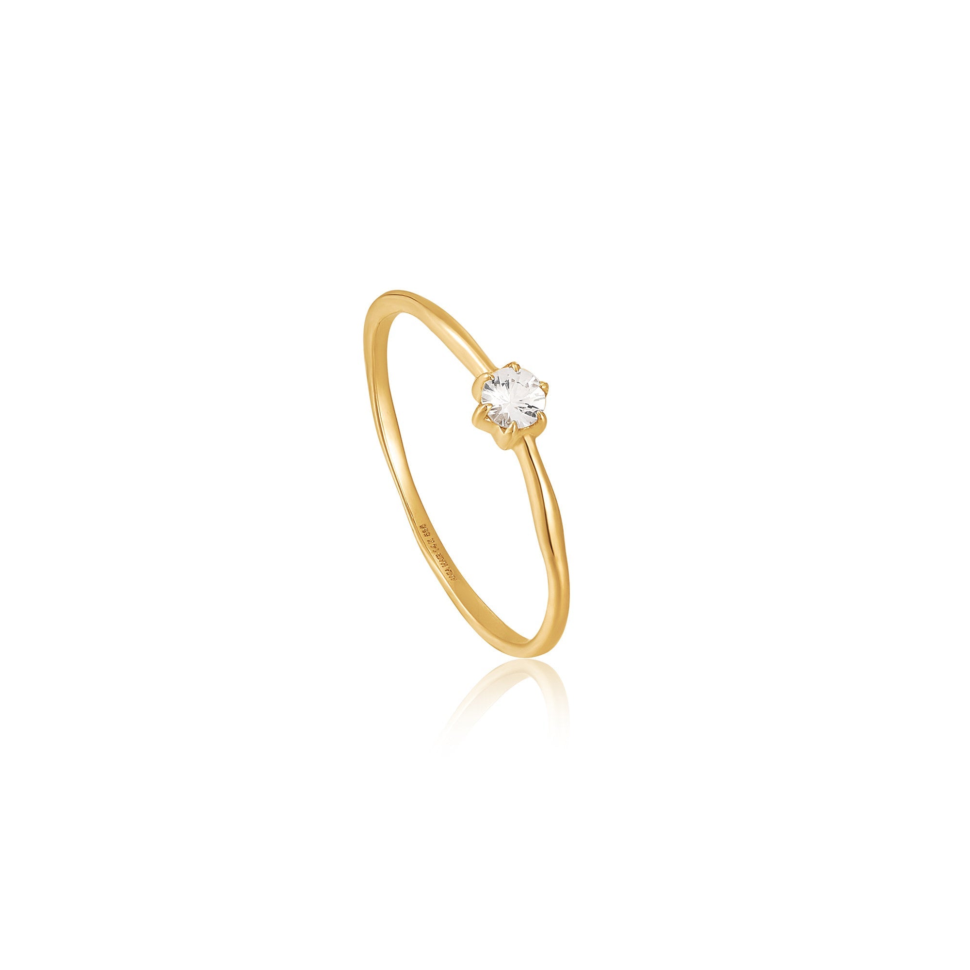 Ania Haie's Luxurious 14kt Gold Band Ring with Pristine White Sapphire