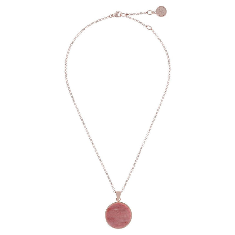 Bronzallure Red Fossil Wood  Disc Necklace