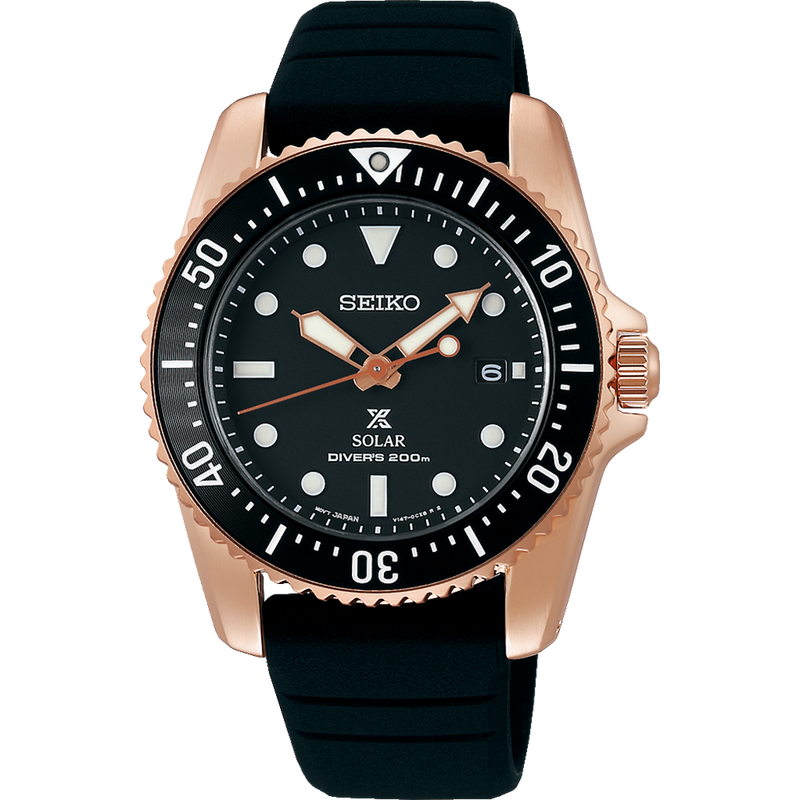 Seiko Prospex Rose Gold Solar Diver Men's Watch SNE586P