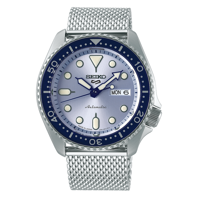 Seiko 5 Sports Blue Dial Steel Mesh Automatic Watch SRPE77K