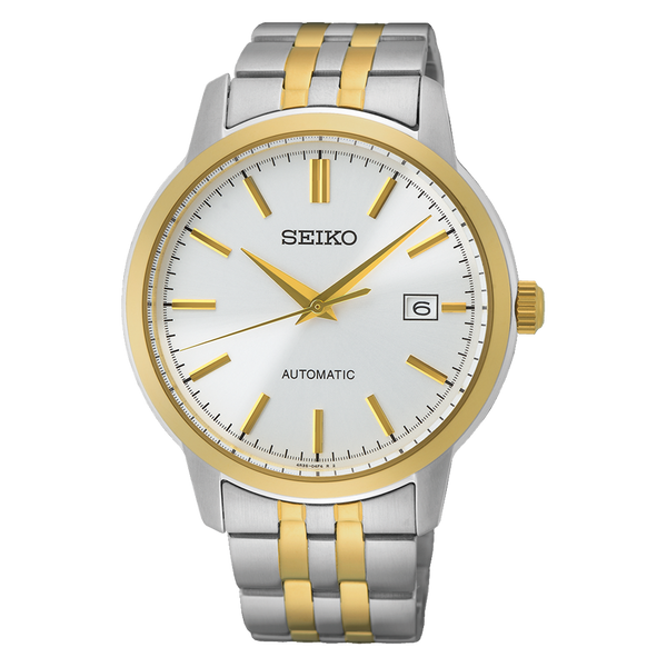 Seiko Essentials Automatic 100M Silver Dial Two Tone Mens Watch SRPH92K