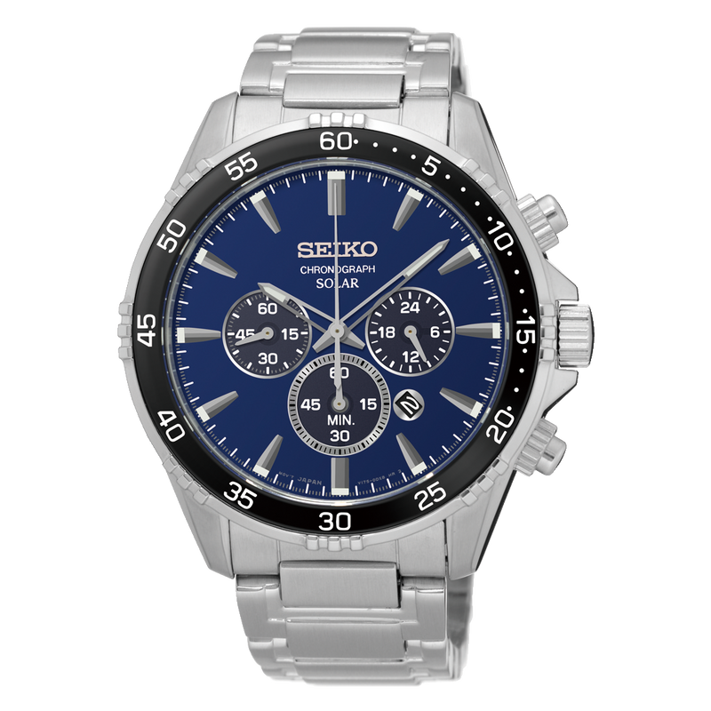 Seiko men's prospex world sales time solar chronograph silvertone watch