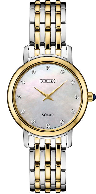 Seiko Mother of Pearl Diamond Markers Two-Tone Steel Watch SUP398P