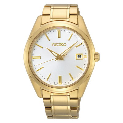 Seiko Classic White Dial Gold Tone Watch SUR314P