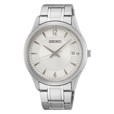 Seiko Daywear Stainless Steel White Dial Watch SUR417P