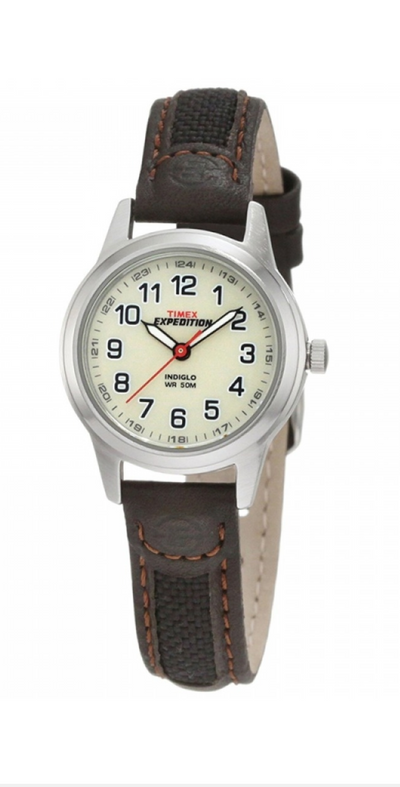 Timex Expedition Scout Brown Leather and Fabric Band Womens Watch