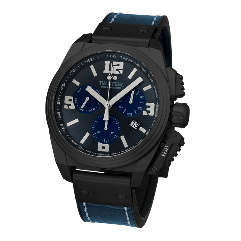 TW Steel Canteen 46MM Chronograph Blue Dial Mens Watch TW1117